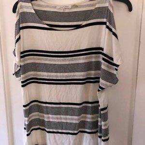 Calvin Klein Black / White / Grey Striped Top Blouse - Size S